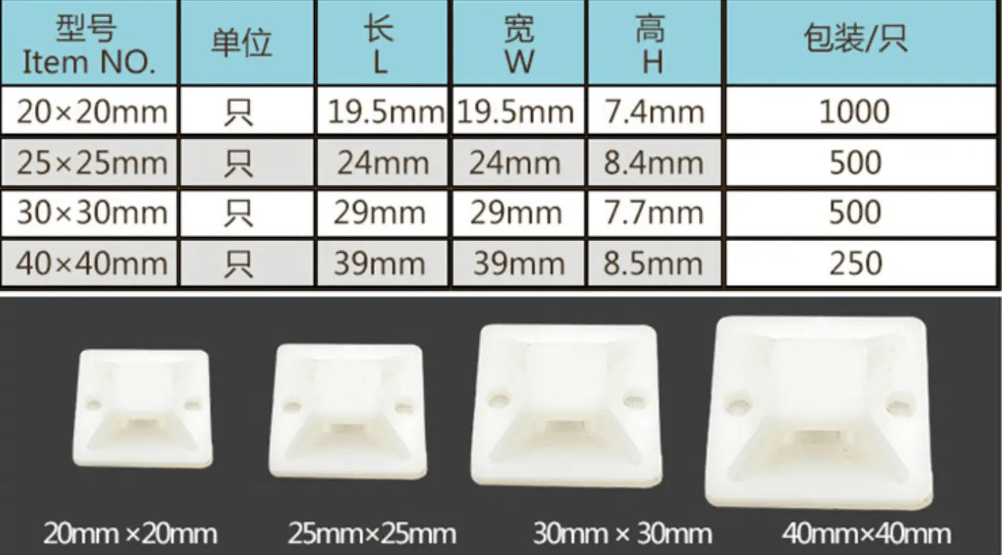 Plastic 3M Self-adhesive cable tie fixing holder cable tie mounts cable holder wiring accessories plastic connectors Millet