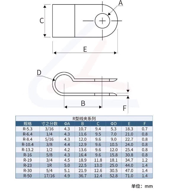 R-type plastic sorting wire clip 6.4 wire card wholesale buckle nylon pressure wire buckle fixing buckle U-shaped line card Millet