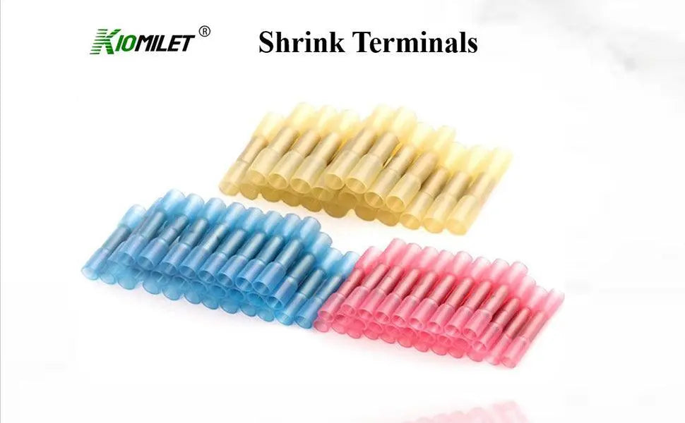 Heat Shrink Terminals ,100pcs BHT0.5 Waterproof Electrical Crimp Butt Connectors, Easy One Docking Design for Car Boat Home Wiring Projects Millet