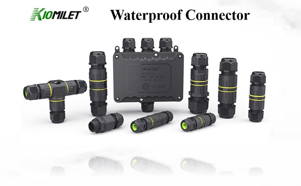 cable connector, Junction Box Outdoor 2/3 pin Waterproof IP68 Electrical Cable Connector,Suitable for Repair and Extend Power Cables Millet