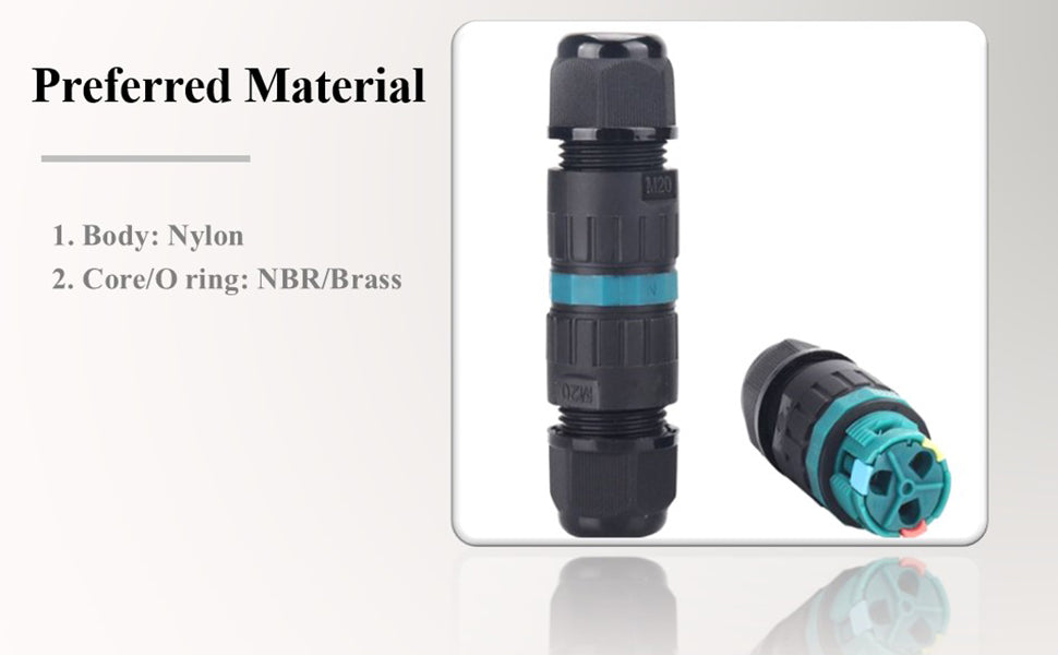 cable connector, Junction Box Outdoor 2/3 pin Waterproof IP68 Electrical Cable Connector,Suitable for Repair and Extend Power Cables Millet