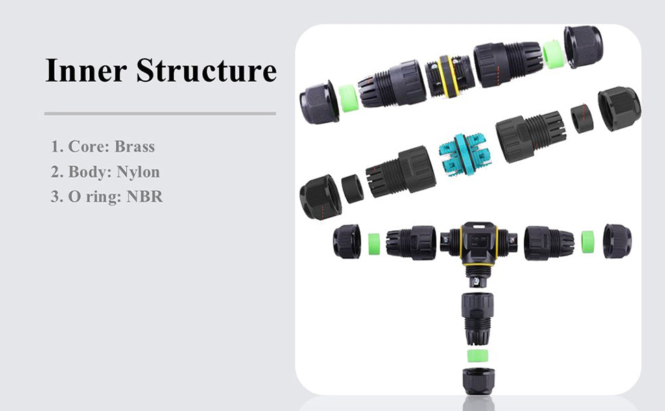 cable connector, Junction Box Outdoor 2/3 pin Waterproof IP68 Electrical Cable Connector,Suitable for Repair and Extend Power Cables Millet