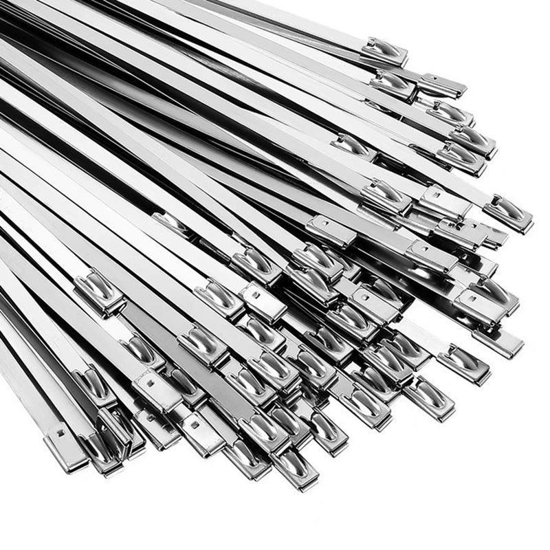 100 pcs 4.6*400 metal Zip Ties, 304 Stainless Steel cable ties, Heavy Duty Self-locking Cable Ties, Fence Outdoor Millet