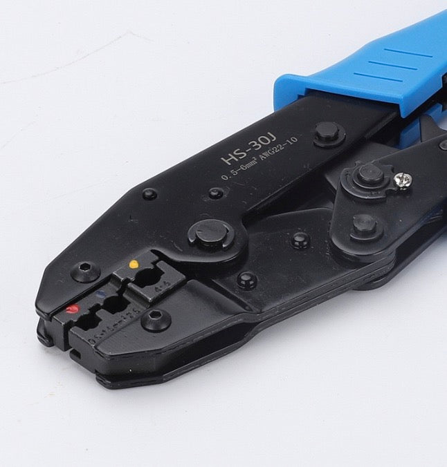 Ratchet type insulation crimping pliers, wire crimping device, terminal connector tool 22-10AWG