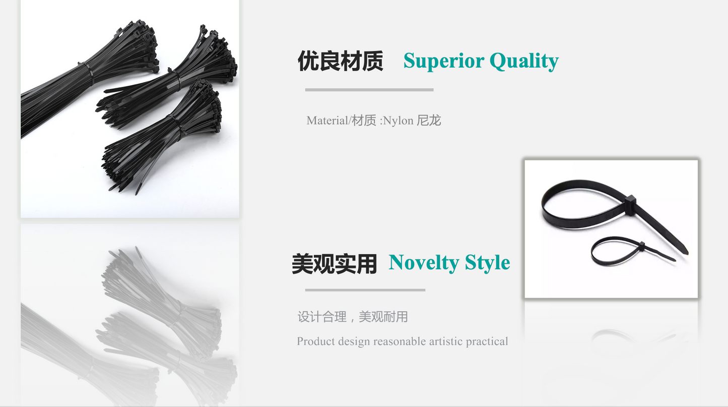 100 pcs Wholesale self-locking nylon zip ties plastic Tie the wire with zip ties and bundle the wires