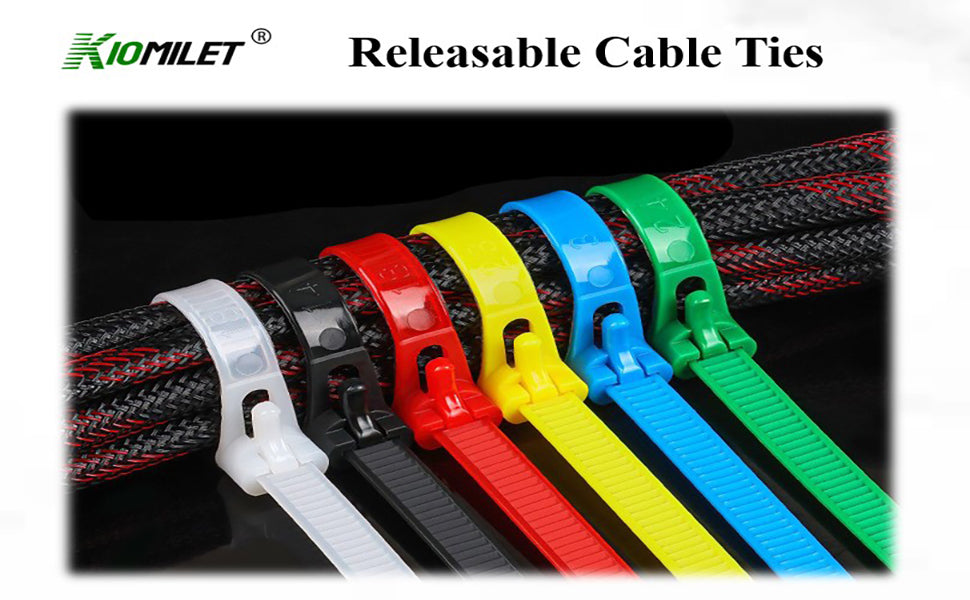 100Pcs 4.8*200 Releasable cable ties Heavy Duty Industrial Zip Toes, Adjustable Tie wrap,Reusable Zip Toes Tie Straps ，Home, Office Use