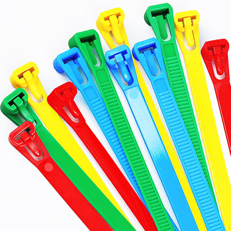 100Pcs 4.8*200 Releasable cable ties Heavy Duty Industrial Zip Toes, Adjustable Tie wrap,Reusable Zip Toes Tie Straps ，Home, Office Use